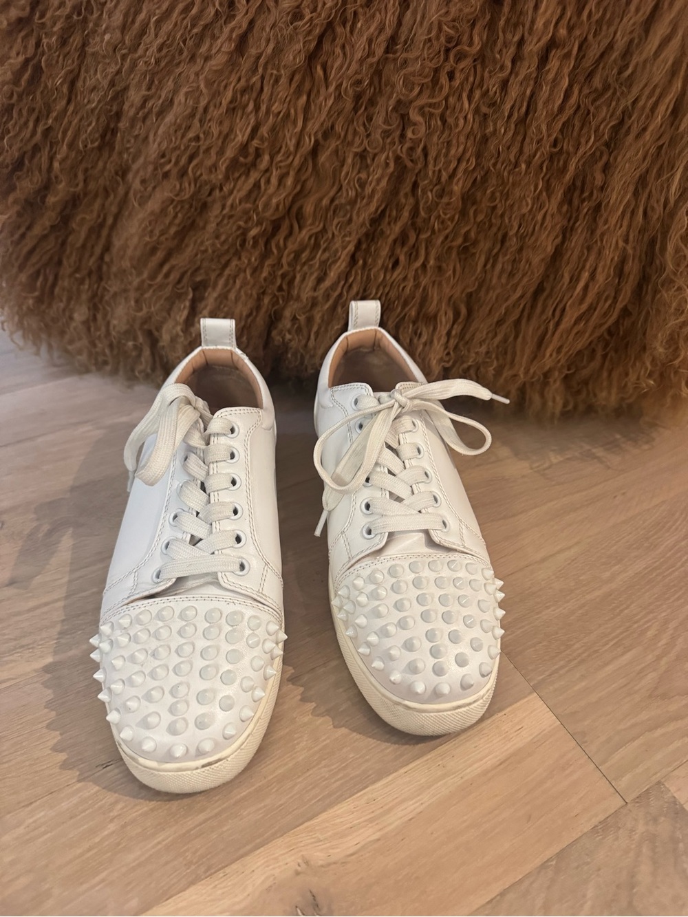 Christian Louboutin White Studded Low-Top Sneakers - Women